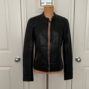 EXPRESS faux leather motto jacket in size S